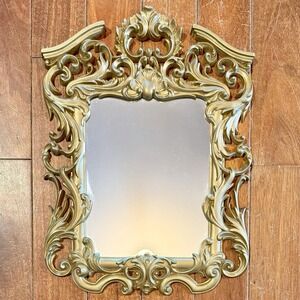 VTG 1982 Burwood Gold Vanity Baroque Filigree  Plastic Mirror 2558 USA 12"x17"